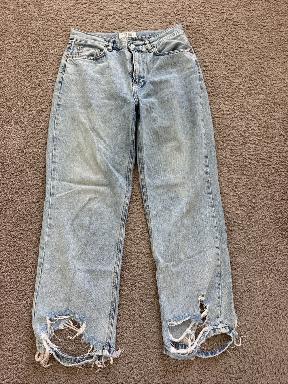 We The Free Light Blue Distressed Straight-Leg Jeans